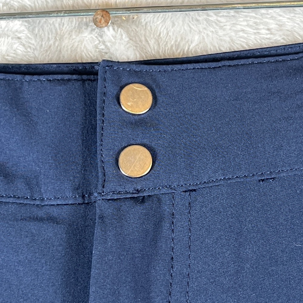 Sundays Womens 14 Navy Travel Pants Stretch Pull On Ruched Tie Cuff Ankle Resort - Picture 5 of 12